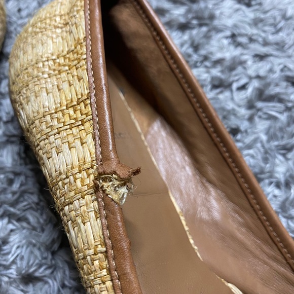 TORY BURCH Reva Ballet Flats Shoes Natural Woven Raffia Straw - Picture 8 of 8